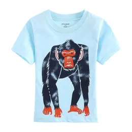 Apes Baby Boys T-shirts Blå Monkey Jersey Gorilla Mode Barn T Shirt Outfits Sommar 100% Bomull Barn Tee SHIRTS 1-6Year 210413