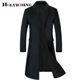 HOLYRISING Herren Langer Wollmantel, verdickter Herren-Trenchcoat, Herren-Kaschmirmantel, hochwertiger Wollmantel, langer Parka 19036-5 211011