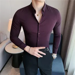 Men's Casual Shirts SYUHGFA 2022 Top Quality Luxury Gentlemen Stretched Shirt Men Clothing Simple Slim Fit Long Sleeve Office Blouse Homme