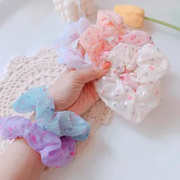 Kobiety Kwiatowy Scrunchie Akcesoria Do Włosów Kwiaty Print Przędza Elastyczna Zespół Włosów Ponytail Holder Headband Girls Akcesoria