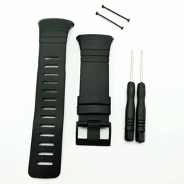 Ny! Klockor Man för Suunto Core 100% Fit Original Strap Standard All Black Watch Band / Strap + Clasp Skruv + Verktyg H0915
