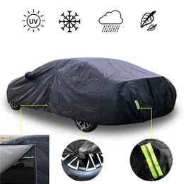 Universal full täcker utomhus vattentät sol uv regn snö skydd svart fodral s-xxl SUV / sedan bil dragkedja design