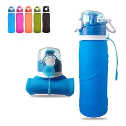 Fietsen Flace Water 750ml Wandelen Waterbottle Opvouwbare 750 ml Klasa żywności Siliconen Materiaal Inklapbare Bike Sport Thuis Y0915