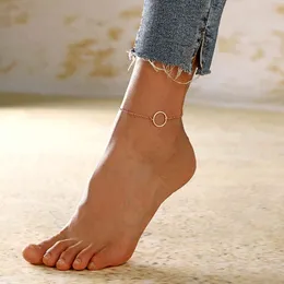 Geometrisk ankel stor cirkel för kvinnor fot anklet bracet sommar strand barfota sandaler armband fotled på benet kvinnan