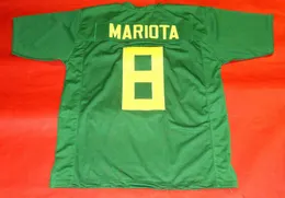 Anpassad fotbollströja män ungdomskvinnor vintage 8 Marcus Mariota Green Rare High School Size S-6XL eller något namn och nummertröjor