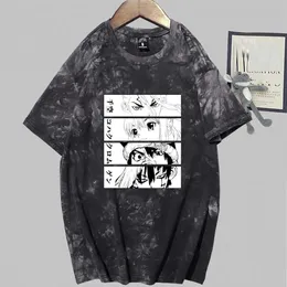 Unisex Anime Dr Stone Senku Anime Fashion Krótki Rękaw Okrągły Neck Tie Dye T-Shirt Y0809