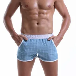 Underpants Men Loose Grid Boxer Shorts Cotton Underwear Mens Boxers HomeWear Sleepwear Breathable Plaid Lingerie