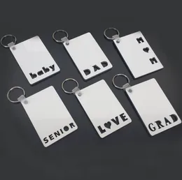 Party Favorit 500pcs Sublimation Keychain Love Grad Dad Mamma Senior Key Chain Creative DIY Present Blank MDF-nyckelringar