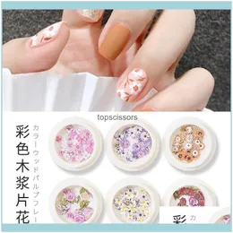 Dekorasyonlar Nail Salon Sağlık BeautyyNail Art 3D Çiçek Sequin Akrilik Paillettes Holografik Glitter Ahşap Cips Pul Pullar Manikür İpuçları Aesso