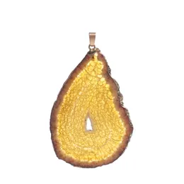 Агат -попкорн подвесной ожерелье Цвета Агата Crystal Cluster Грубая каменная каменная каменная гальваническая края ожерелье