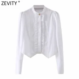 Kadın Tatlı Agaric Dantel Tasarım Beyaz Tahmin Bluz Ofis Bayan Standı Yaka Chic Gömlek İş Femininas Tops LS7692 210416