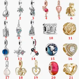 Joias finas Autênticas Contas de Prata Esterlina 925 Fit Pandora Charm Bracelets Novo Ocean Contas de Vidro Terra Pérola Cadeia de Segurança Pingente DIY miçangas