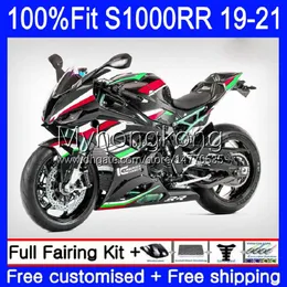 Carrozzeria per stampaggio ad iniezione OEM per BMW S1000RR S 1000RR S1000 RR 2019 2020 2021 Corpo 3No.77 S-1000RR S-1000 S 1000 RR S1000-RR 19 20 21 Kit carenatura completa 100% Fit Rosso verde caldo