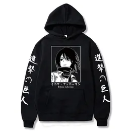 Attack On Titan Hoodie Anime Mikasa Ackerman Printed Sweatshirt Casual Hoodie Kläder Harajuku Y0809
