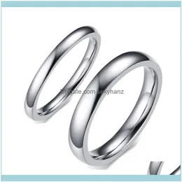 Cluster Jewelryclassic 316 Titanium Stainless Steel Wedding Bands Sier Color Rings For Men Woman Comfort Fit Us Size 5-13 Unisex Bague Bijou