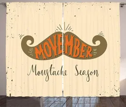 Zasłony zasłony Cytuj Zasłony dla dzieci Pokój Nie Golął Listopada Okazje Wąsy Sezon Movember Okno Living Sypialnia