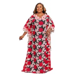 Etnisk Kläder Elegant Klänning För Kvinnor Dashiki Spring Plus Size Sexig Party Ladies Batwing Sleeve Broderi African Fairy Dream