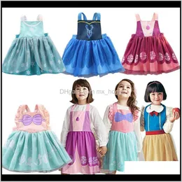 Baby Clothing Baby Maternity Drop Delivery 2021 Kids Girl Cartoon Apron Dress 5 Princess Fancy Oilproof Bow Strap Lace Dresses Open Back Girl