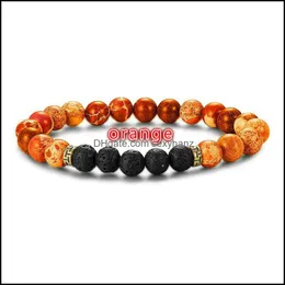 Bracciali Gioielli The Emperor Volcano Stone Chakra Hand String Yoga Bracelet 8Mm Natural Beaded, Strands Drop Delivery 2021 I0Ygi