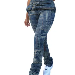 Spadek Zima Sprzedaż Moda Damskie Imitacja Denim Niski Talia Spodnie Damskie Casual Skinny Sznurek Ułożone Pantalon Droit 210604