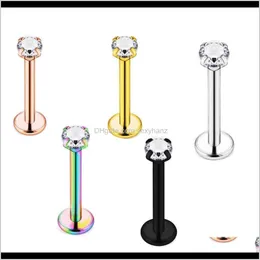 Labret, Jewelry Drop Delivery 2021 100Pcs 20G 1Mm Fashion Labret Rings Lip Studs Acciaio chirurgico Tragus Bars Helix Ear Cartilagine Orecchini Pier