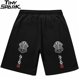 Men Hip Hop Streetwear Shorts Chinese Kanji Print Sweat Pants Harajuku Cotton Jogger Summer Track Short Sweatpant 210716