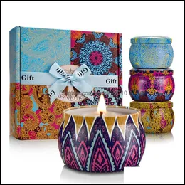 Garden scented Candles Gift Set Soy Portable Travel Tin Candle Put Into Fragrance Essential Oils For Relief Aromatherapy Bath Home De