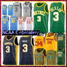 High School Allen Bethel Iverson Dwyane 3 Wade Jersey NCAA 34 Len # Bias 0 Westbrook baskettröjor