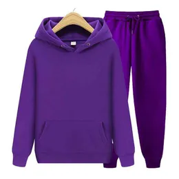 Herbst Winter Männer Frauen Trainingsanzug Dicken Fleece Anzug 2 Stück Sets Mode Anzug Einfarbig Hoodies Sweatshirt Und Hosen Anzüge H1206