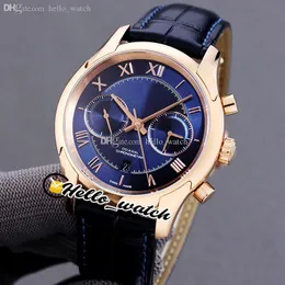 TWF 42mm ETA A7750 Cal 9300 9301 Automatic Chronograph Mens Watch Blue Dial Rome Marker Stopwatch Rose Gold Case Leather Strap 431.53.42.51.03.001 Hello_Watch