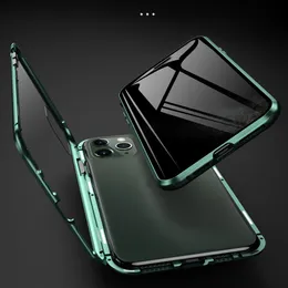 Magneto anti-peeping mobile phone cases for iphone12Pro 12 11 XSmax xr 8 7plus metal double-sided glass cover