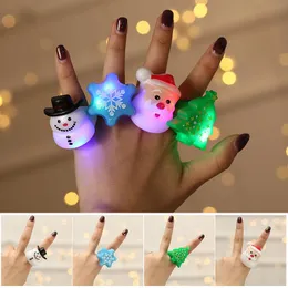 Party Decoration Christmas Ring Glowing Gift Finger Light Santa Claus Snowflake Tree Snowman Toy for Kids