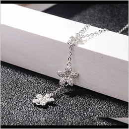 Necklaces & Pendants Jewelry Drop Delivery 2021 Light Luxury And High-Grade Feeling Three Small Flowers Pendant Necklace Womens Neck S925 Sie