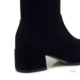 Venta al por mayor-Botas para mujer de alta calidad hasta la rodilla para mujer Soft Flock Leather Winter Cómodos zapatos largos 2021