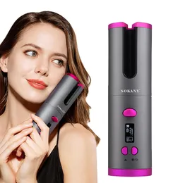 10 sztuk Statek Profesjonalny Automatyczny Lokawka Włosów Prostownica Bezprzewodowa Temperatura Wyświetlacz Curling Iron Wand Roller USB Ładowanie Auto Curlers Styler Narzędzia