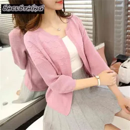 OHCLOTHING Selling Spring Summer Tops V-neck cape three quarter sleeve cardigan Fashion Women sweater slim Jacket coat 210914