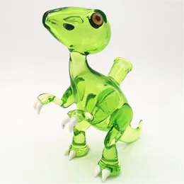 Glass Dino Bong Water Pipe Dab Rig Hookah 14.4mm Female Joint Bubbler Green Color Percolater Borocilicate Craftbong