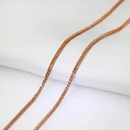 Kedjor Fin smycken Real 18K Rose Gold Woman Chain Lucky Wheat Foxtail Halsband / 0.9mmw 1mmw 1,2mmw