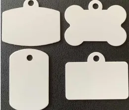 100pcs Tags Sublimation DIY Blank White Aluminium Double Sided Square Pet Dog tag ID Card Mix Style