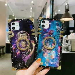 Creative Telefon Cases Smiley Face Rainbow Gradient Color Rhinestone Wspornik na iPhone 6S 7 8 XR XS 11 12 Pro Max