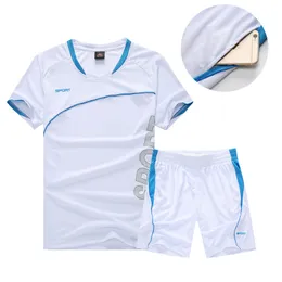 Adult Pack Men Summer Set Quick Dry Football Training Suit Short Mouwen Sports Clothes Kit Wth Bags Breathing X0322