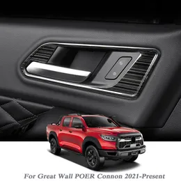 Car Styling For Great Wall POER Connon 2021-Present Interior Inner Door Bowl Frame Sequins Internal Mouldings Auto Accessories