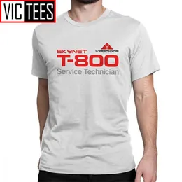 T-800 Teknisyen T Gömlek Erkekler Pamuk Yenilik Tişört Crewneck Terminator Cyberdyne Cyborg Camisas Hombre Toptan 210629