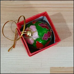 Nyckelringar Smycken Cloisonne Craft Enamel Filigree Fancy 50mm Ball Pendants Keychain Charms Ornament Kinesiska Hantverk Gåvor Julgran