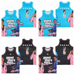 Movie The 06 GTA VICE CITY STORIES Basketball Jerseys Film Grand Theft Auto Rockstar Games HipHop For Sport Fans Pure Cotton Hip Hop Embroidery Breathable Blue Black