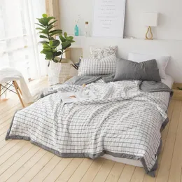 Bettwäsche-Sets 3 teile/satz Nordic Kurze Quilt Set Casual Bettdecken Weiche Patchwork Japan Bettwäsche Sommer Bettdecke Tröster Streifen