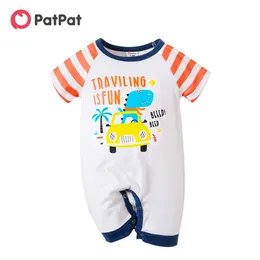 Arrival 1pc baby boy Lovely Dinosaur Striped Jumpsuit 210528