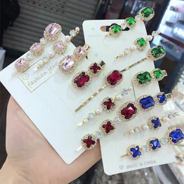 Korean Green Hairpin Light Luxury Diamond Pearl Clip Net Red Hair Trim Banger Female Head