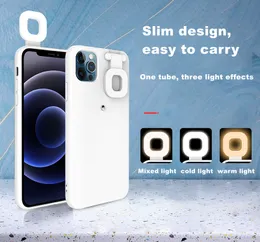 Cellphone Protector Cases with Beauty LED Flash Light for iPhone 12 Pro Max Plastic PC Phone Back Cover holder