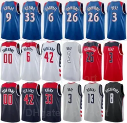 75º Aniversário Impressão de Basquete Deni Avdija Jersey 9 Bradley Beal 3 Spencer Dinwiddie 26 Montrezl Harrell 6 Kyle Kuzma 33 Caldwell-Pope 1 Raul Neto 19 Homens Crianças Mulheres